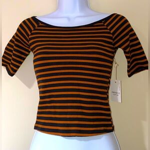 New striped top knit striped short sleeve top black orange stripes striped tee